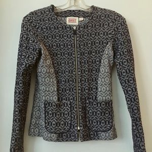 Rosie Neira Geo Diamond Blue Zip Jacket Small EUC